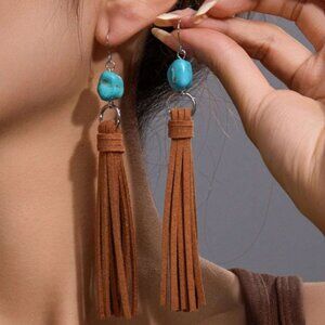 Retro Brown Velvet Tassel Earrings